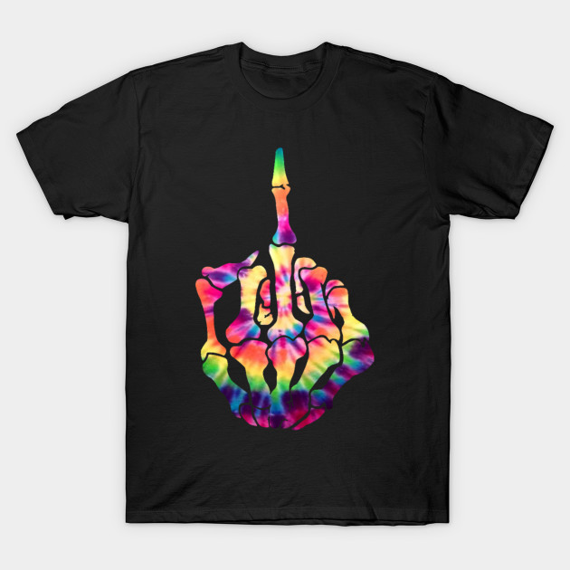 Skeleton Middle Finger Flipping the Bird Tie Dye Tee